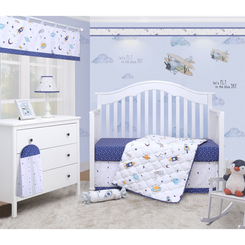 Zoomie Kids Rawlings Outer Space Galaxy Baby Nursery 6 Piece Crib